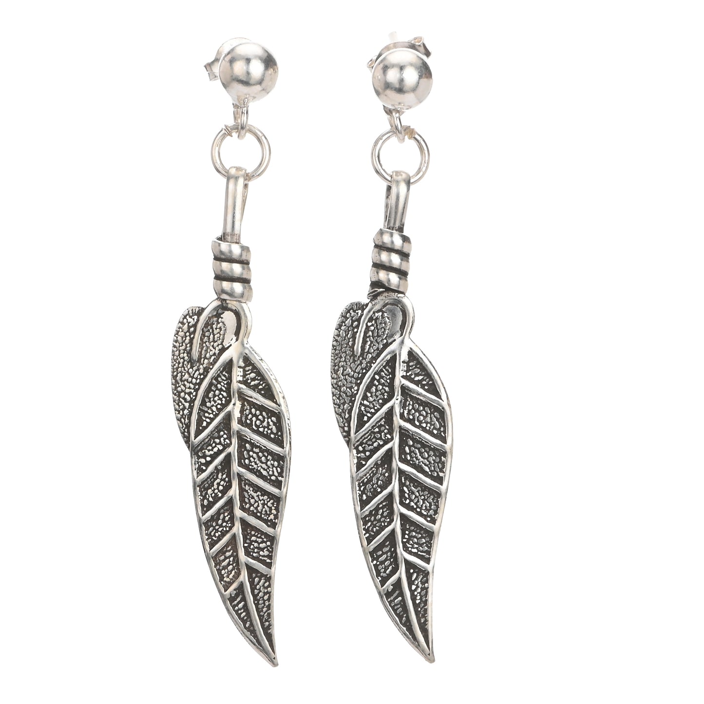Puremoon Oxidized Silver Leaf Shape Earrings for Women