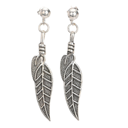 Puremoon Oxidized Silver Leaf Shape Earrings for Women