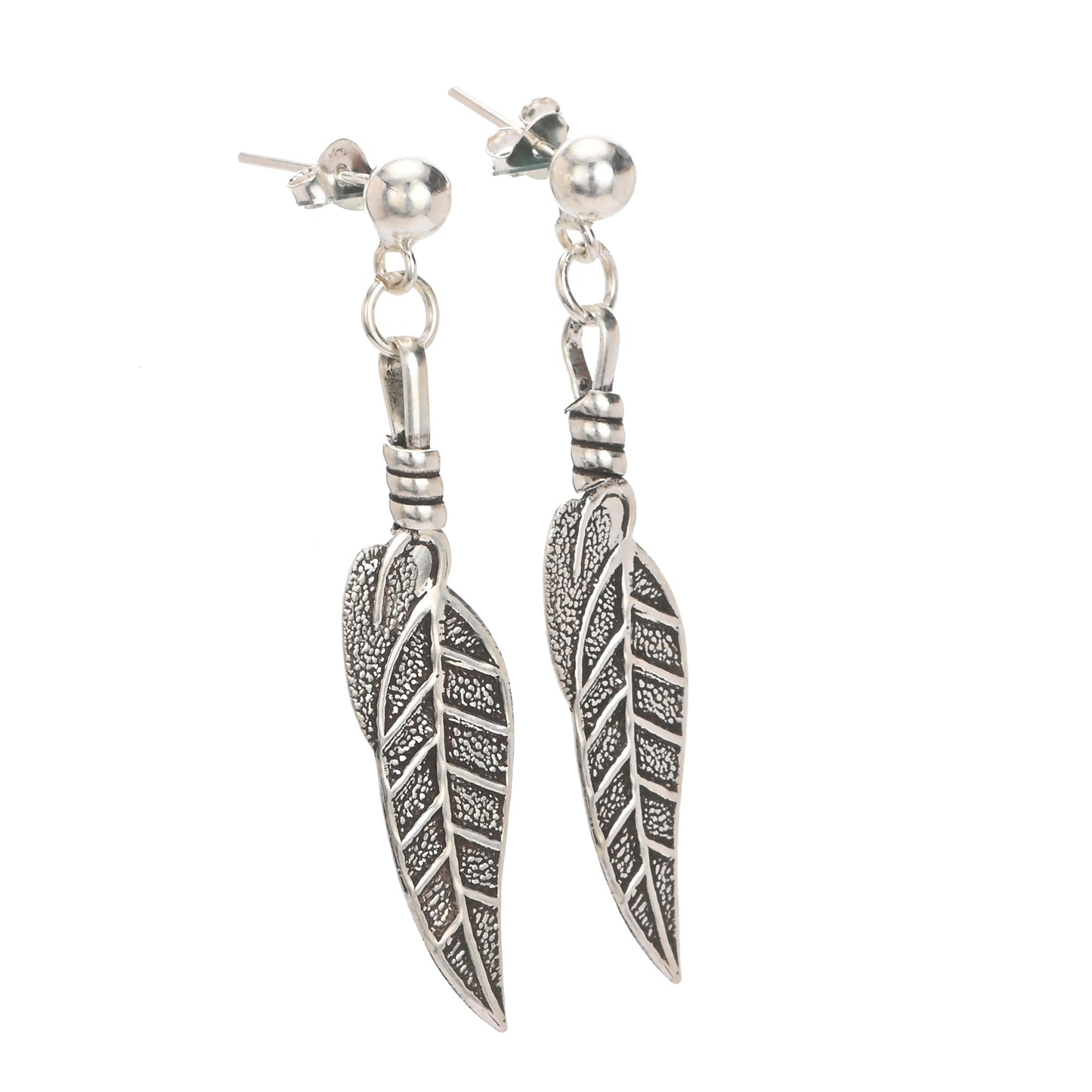 Puremoon Oxidized Silver Leaf Shape Earrings for Women