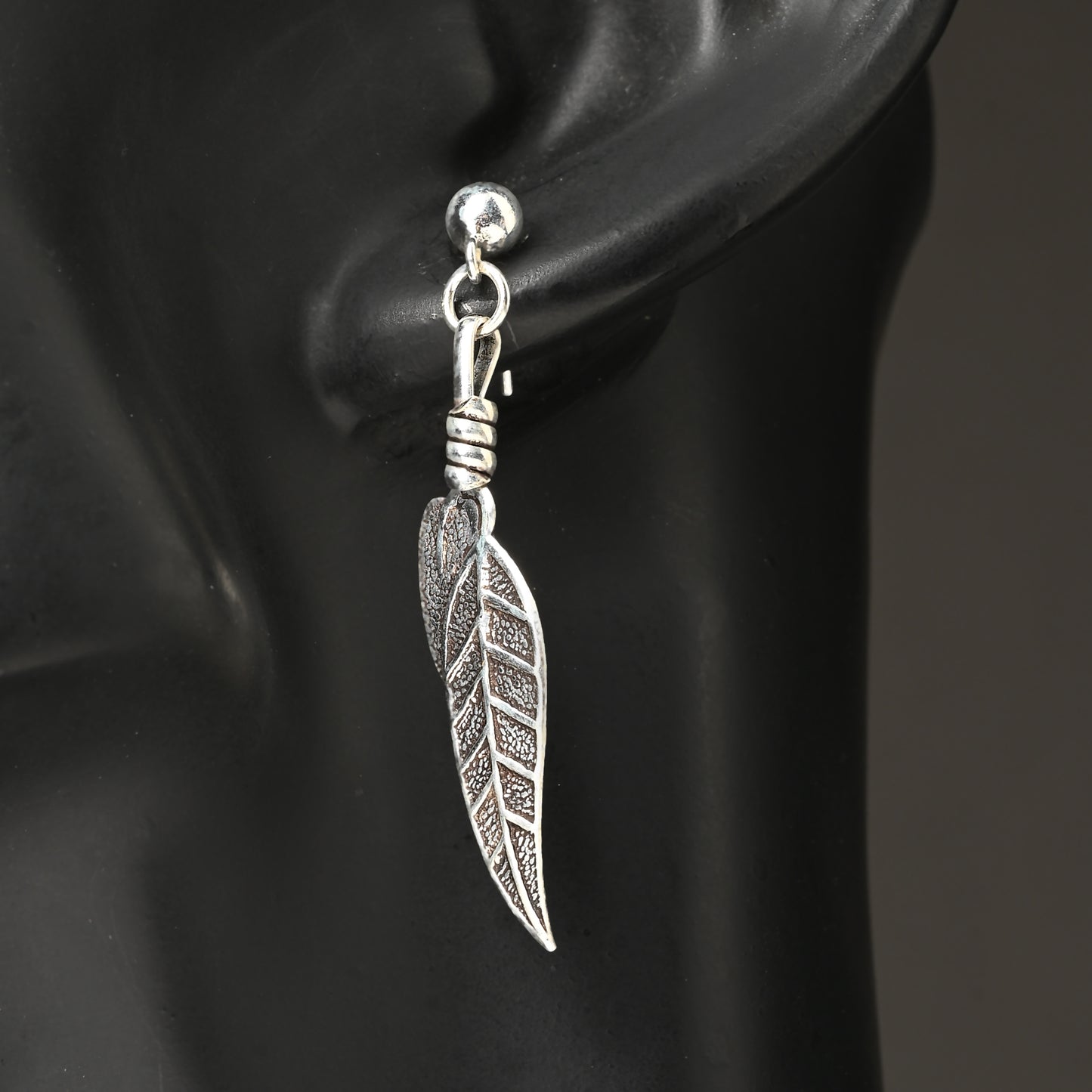 Puremoon Oxidized Silver Leaf Shape Earrings for Women