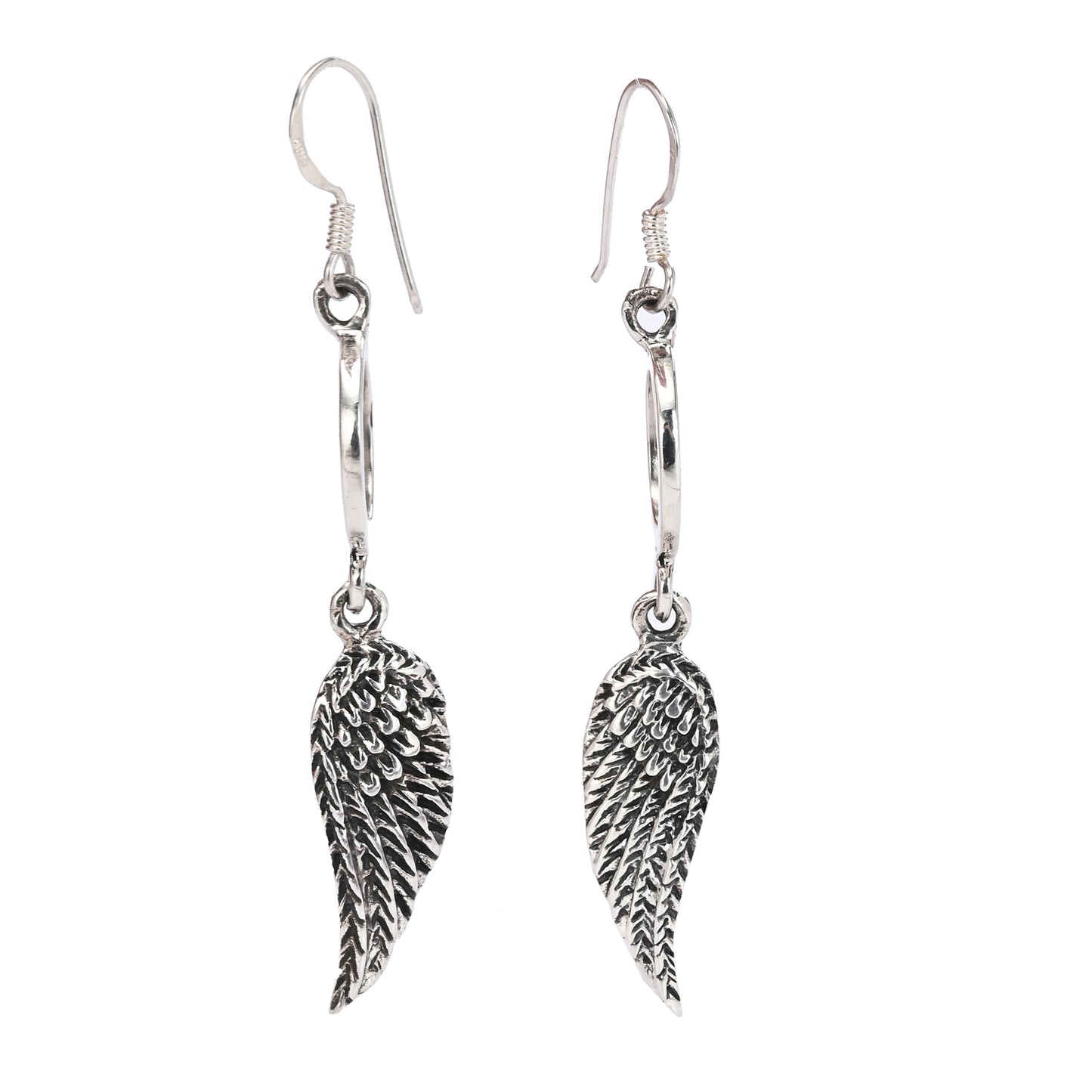 Puremoon Oxidized Silver Wing Shape Earrings for Women