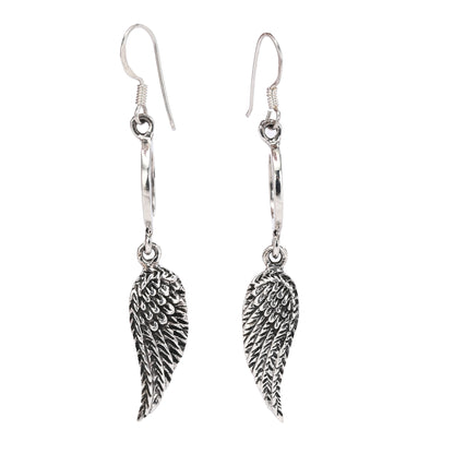 Puremoon Oxidized Silver Wing Shape Earrings for Women