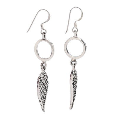 Puremoon Oxidized Silver Wing Shape Earrings for Women