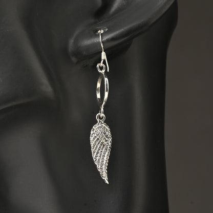 Puremoon Oxidized Silver Wing Shape Earrings for Women
