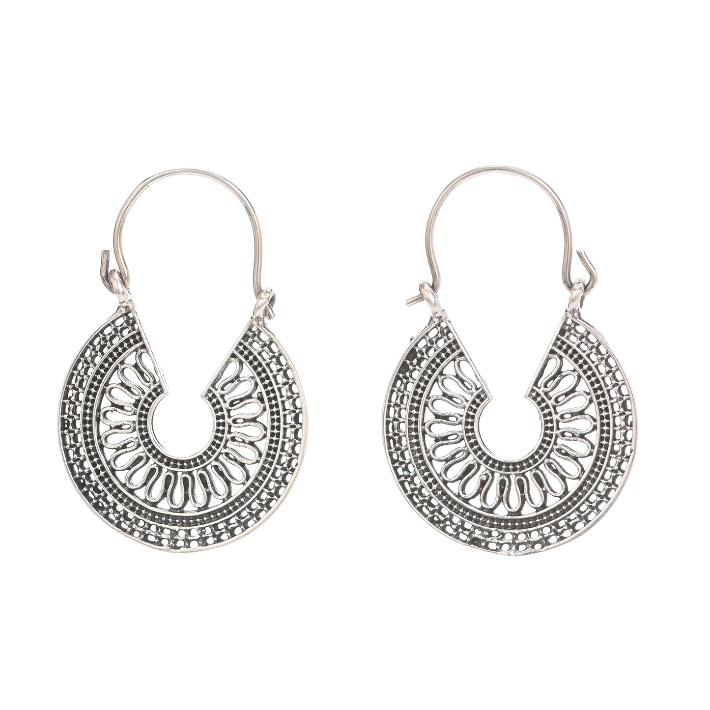 Puremoon Oxidized Silver Loop Earrings for Women