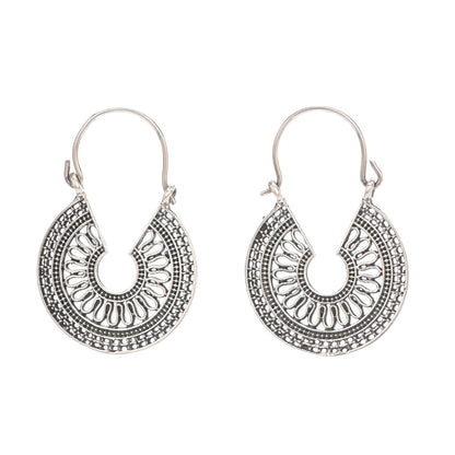 Puremoon Oxidized Silver Loop Earrings for Women