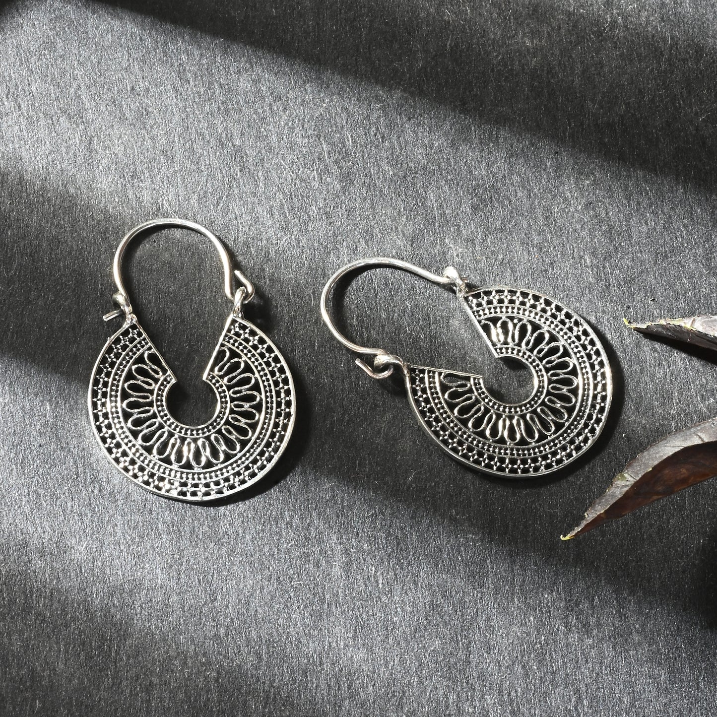 Puremoon Oxidized Silver Loop Earrings for Women