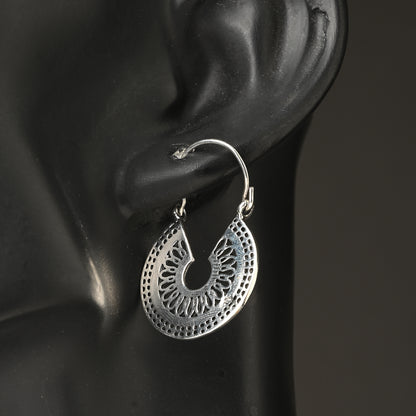 Puremoon Oxidized Silver Loop Earrings for Women