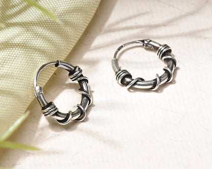 Puremoon Oxidized Silver Bali Earrings for Women