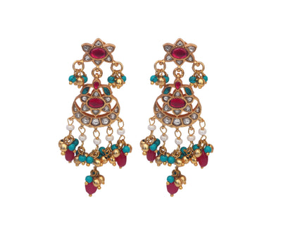 sterling silver stone earrings Kundan setting detail