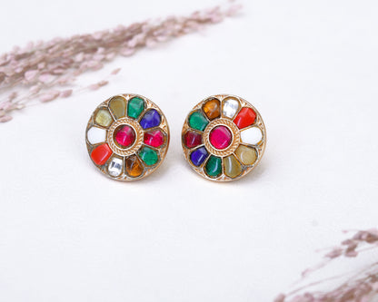 sterling silver stone earrings Meenakari enamel colour detail