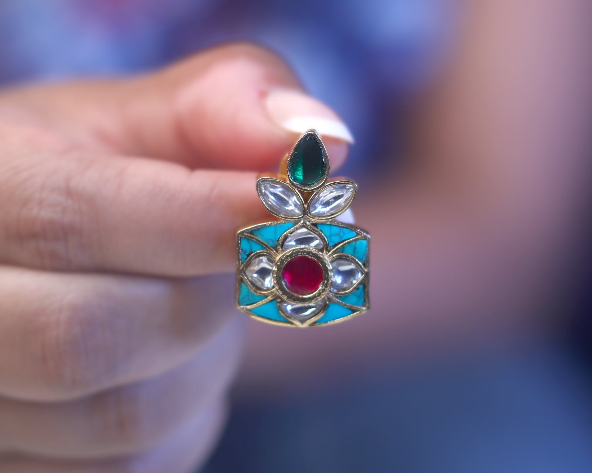 sterling silver stone earrings turquoise Meena floral statement