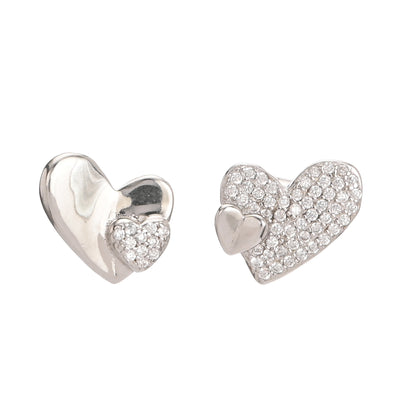 Puremoon 925 Sterling Silver Heart Stud Earrings for Women