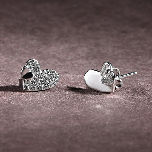 Puremoon 925 Sterling Silver Heart Stud Earrings for Women