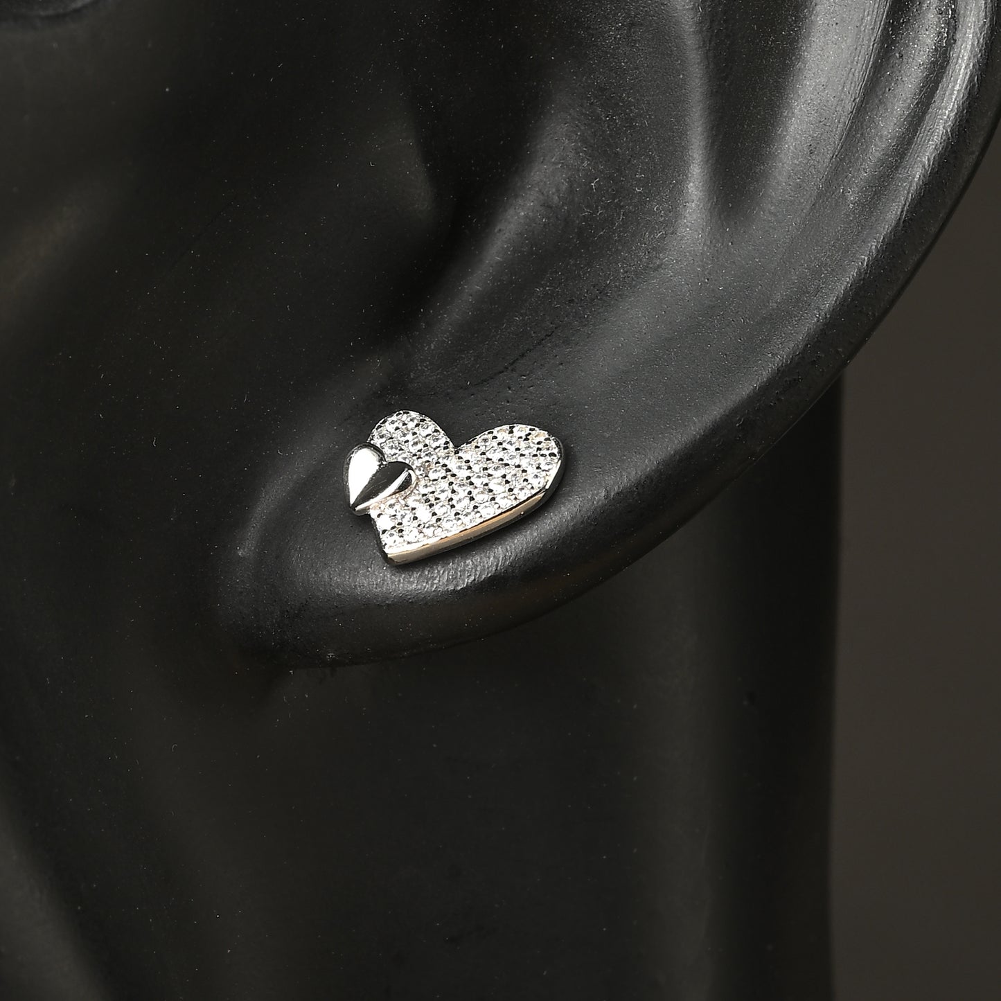 Puremoon 925 Sterling Silver Heart Stud Earrings for Women