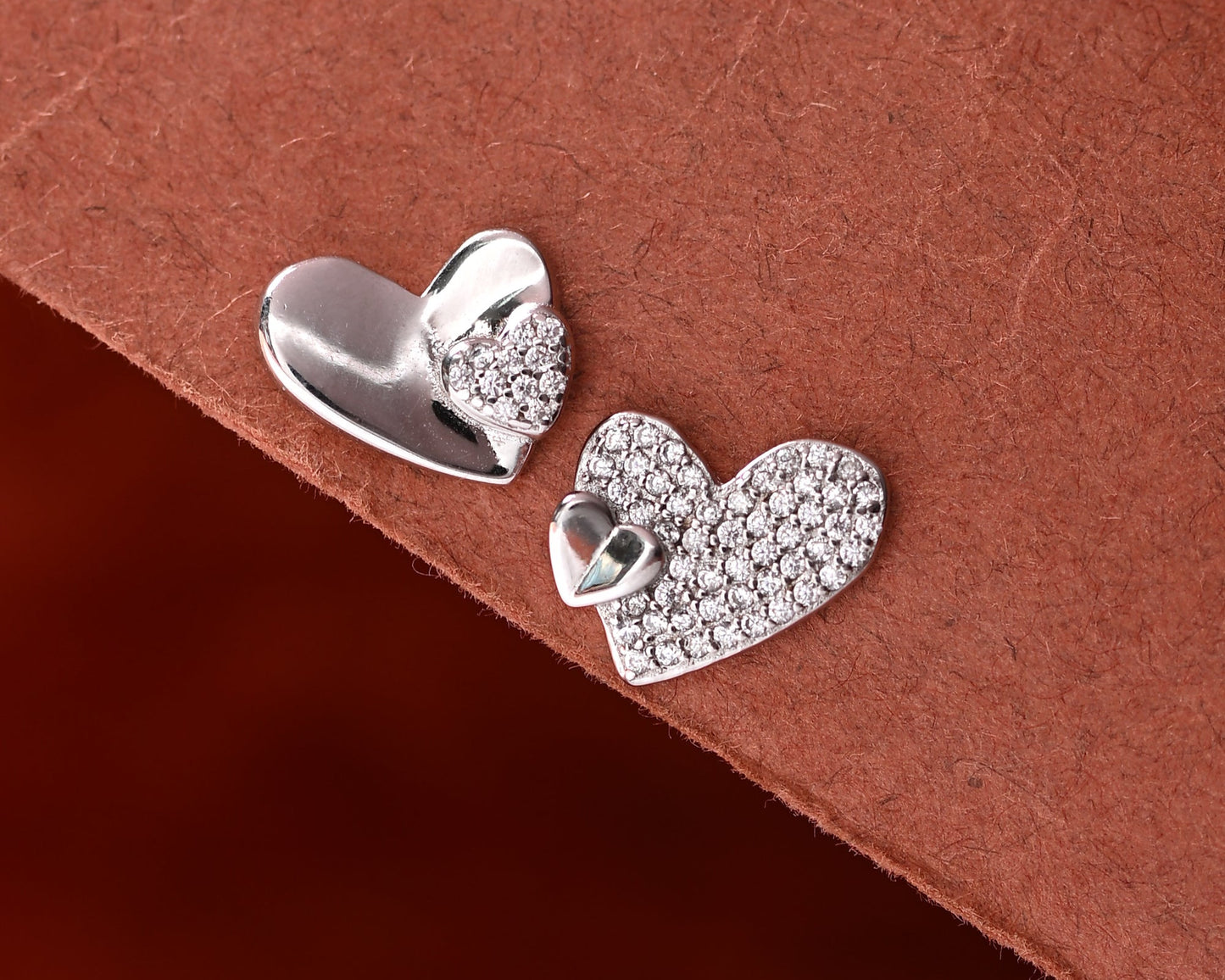 Puremoon 925 Sterling Silver Heart Stud Earrings for Women