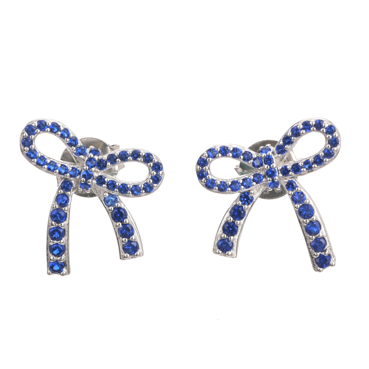Puremoon 925 Sterling Silver Ribbon Knot Stud Earrings for Women