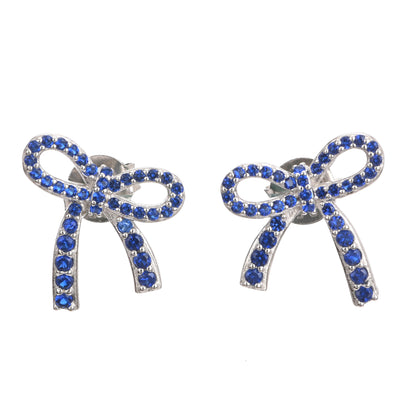 Puremoon 925 Sterling Silver Ribbon Knot Stud Earrings for Women