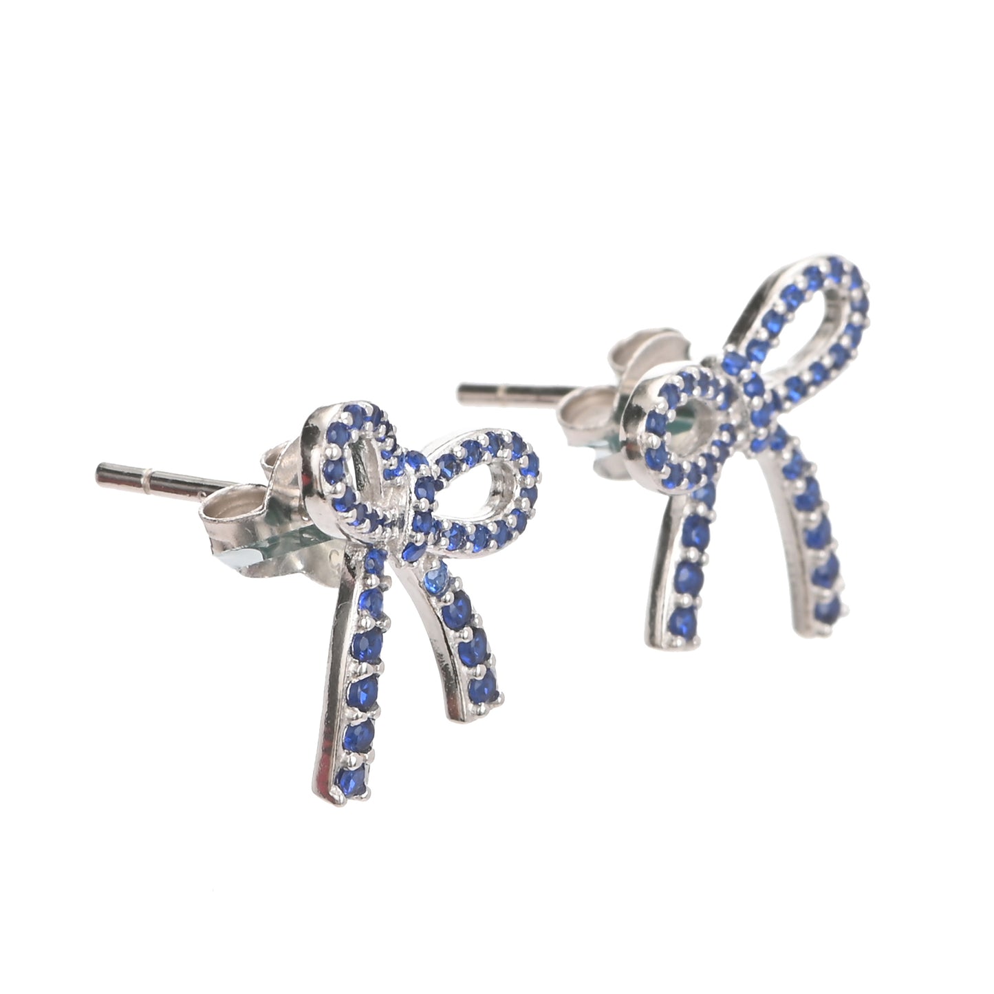 Puremoon 925 Sterling Silver Ribbon Knot Stud Earrings for Women