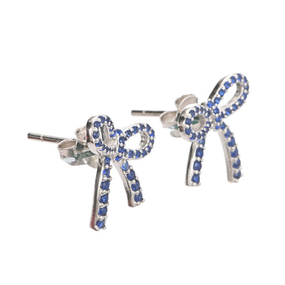Puremoon 925 Sterling Silver Ribbon Knot Stud Earrings for Women