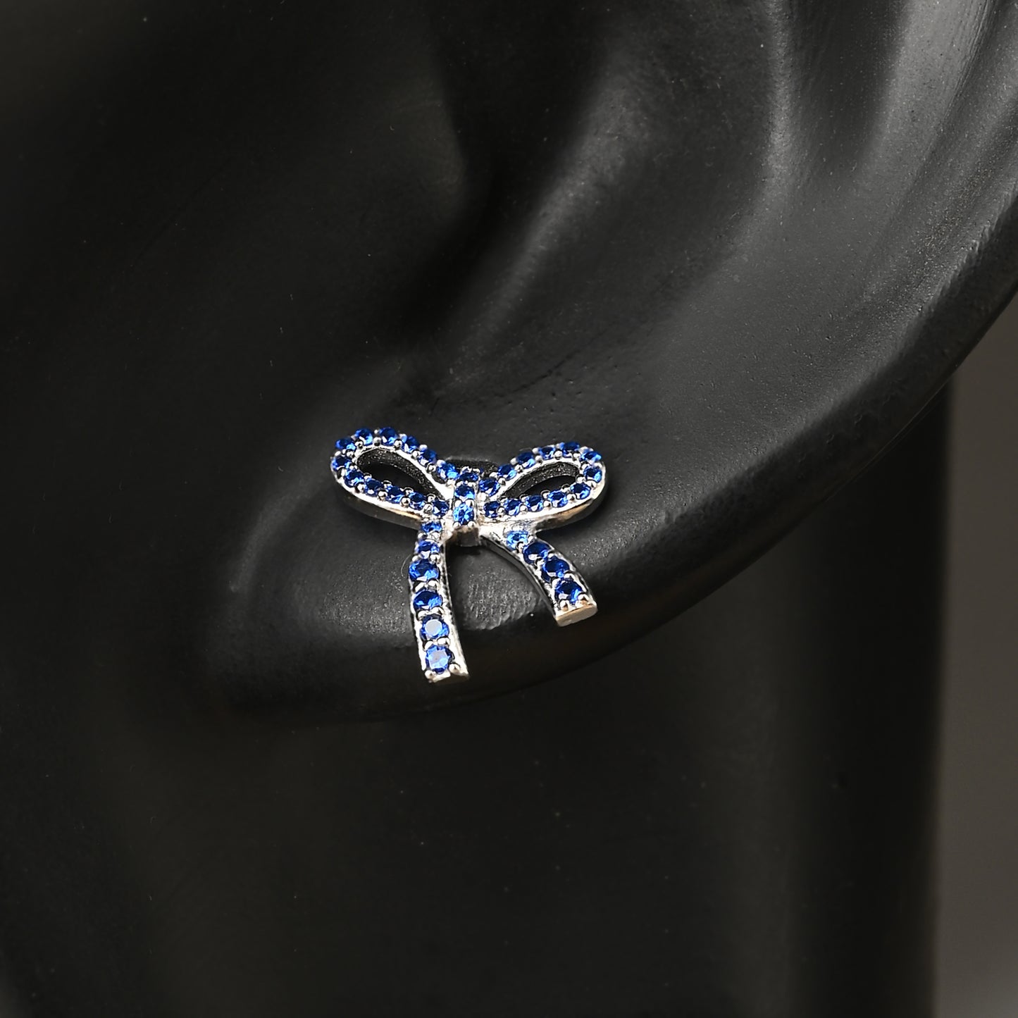 Puremoon 925 Sterling Silver Ribbon Knot Stud Earrings for Women