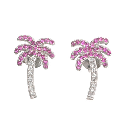 Puremoon 925 Sterling Silver Tree Stud Earrings for Women