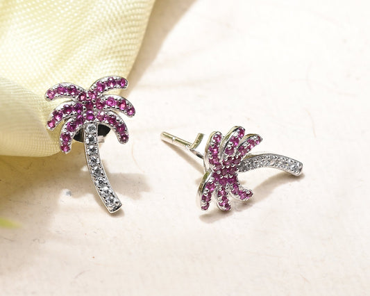 Puremoon 925 Sterling Silver Tree Stud Earrings for Women