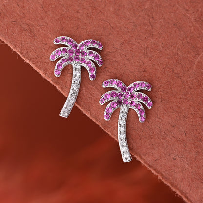 Puremoon 925 Sterling Silver Tree Stud Earrings for Women