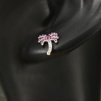 Puremoon 925 Sterling Silver Tree Stud Earrings for Women