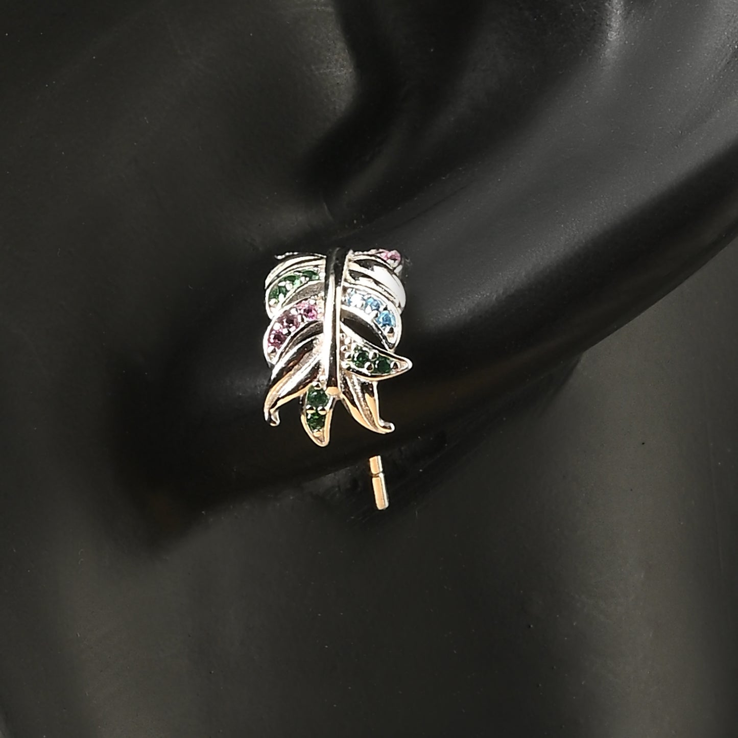 Puremoon 925 Sterling Silver Leaf Shape Half Loop Earrings for Women