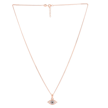 Puremoon 925 Sterling Silver Rose Gold Evil Eye Pendant Necklace for Women