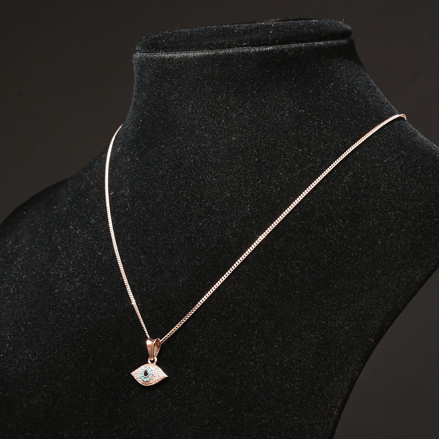 Puremoon 925 Sterling Silver Rose Gold Evil Eye Pendant Necklace for Women