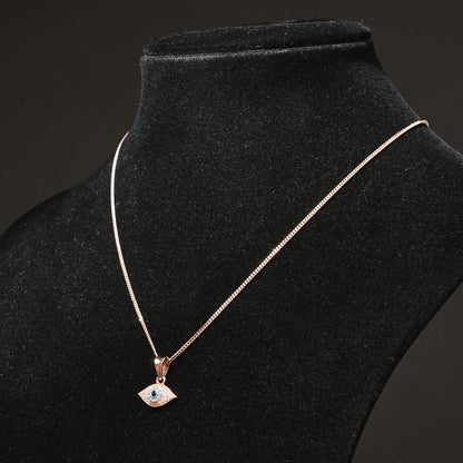 Puremoon 925 Sterling Silver Rose Gold Evil Eye Pendant Necklace for Women