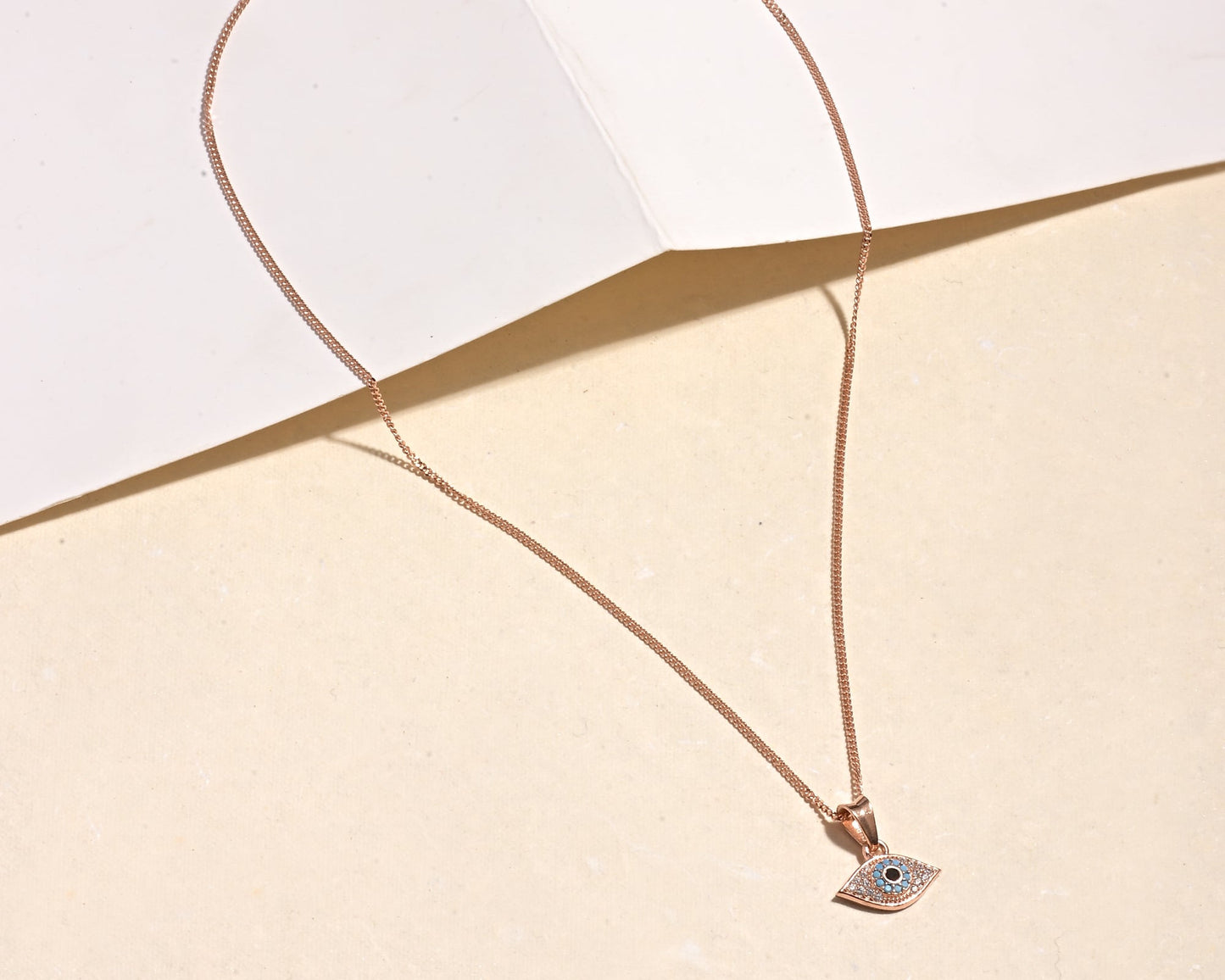 Puremoon 925 Sterling Silver Rose Gold Evil Eye Pendant Necklace for Women