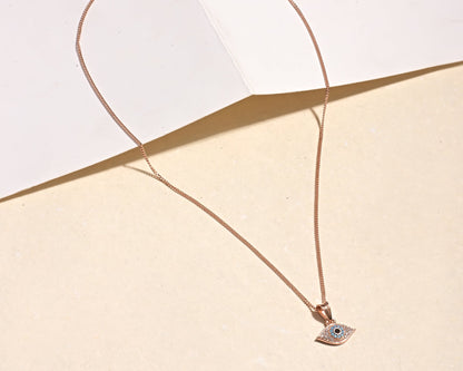 Puremoon 925 Sterling Silver Rose Gold Evil Eye Pendant Necklace for Women