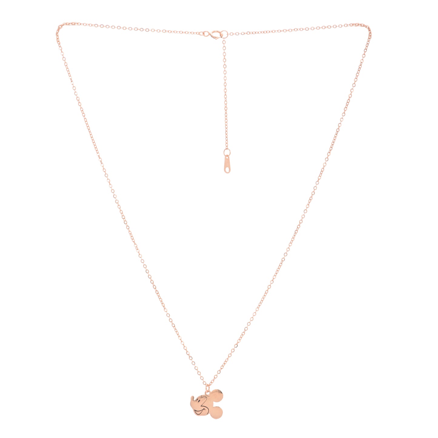 Puremoon 925 Sterling Silver Mickey Mouse Pendant Necklace (Rose Gold) with Chain for Women