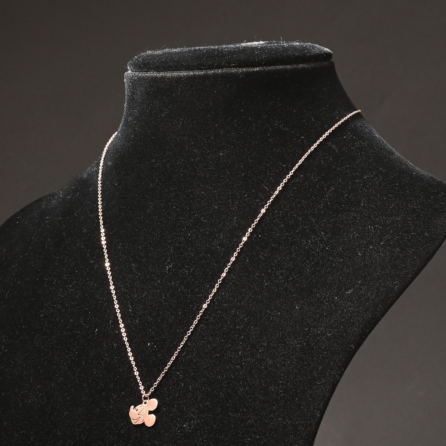Puremoon 925 Sterling Silver Mickey Mouse Pendant Necklace (Rose Gold) with Chain for Women