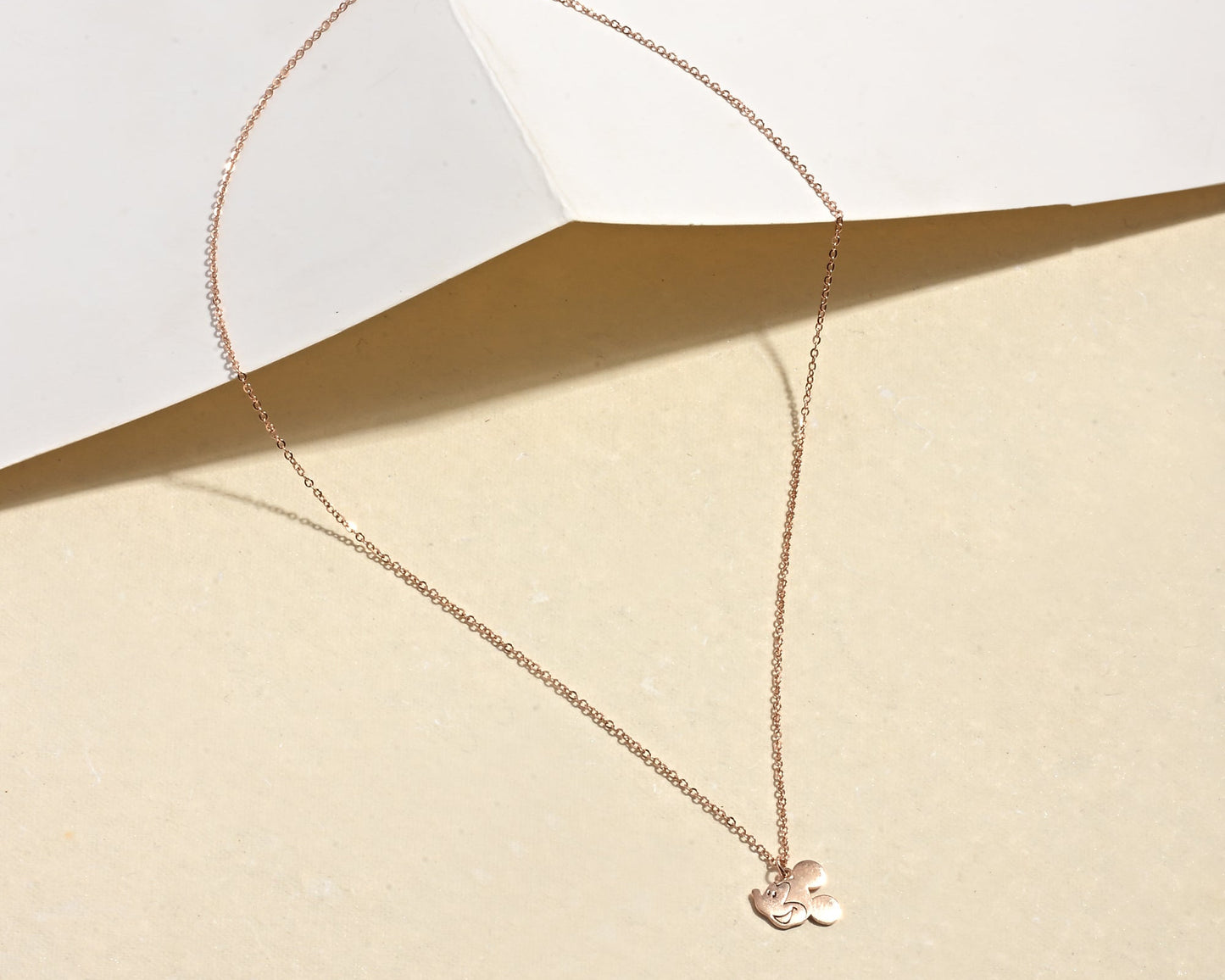 Puremoon 925 Sterling Silver Mickey Mouse Pendant Necklace (Rose Gold) with Chain for Women