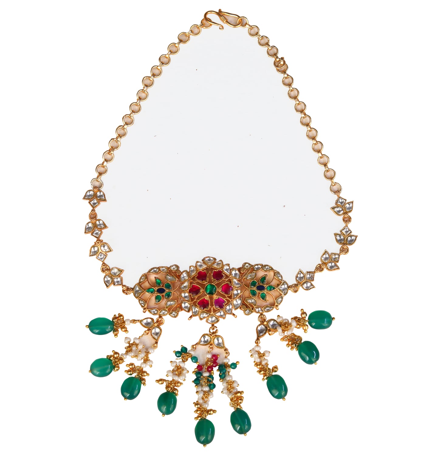 pendant sterling silver necklace Navratna Kundan nine stone design