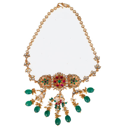 pendant sterling silver necklace Navratna Kundan nine stone design