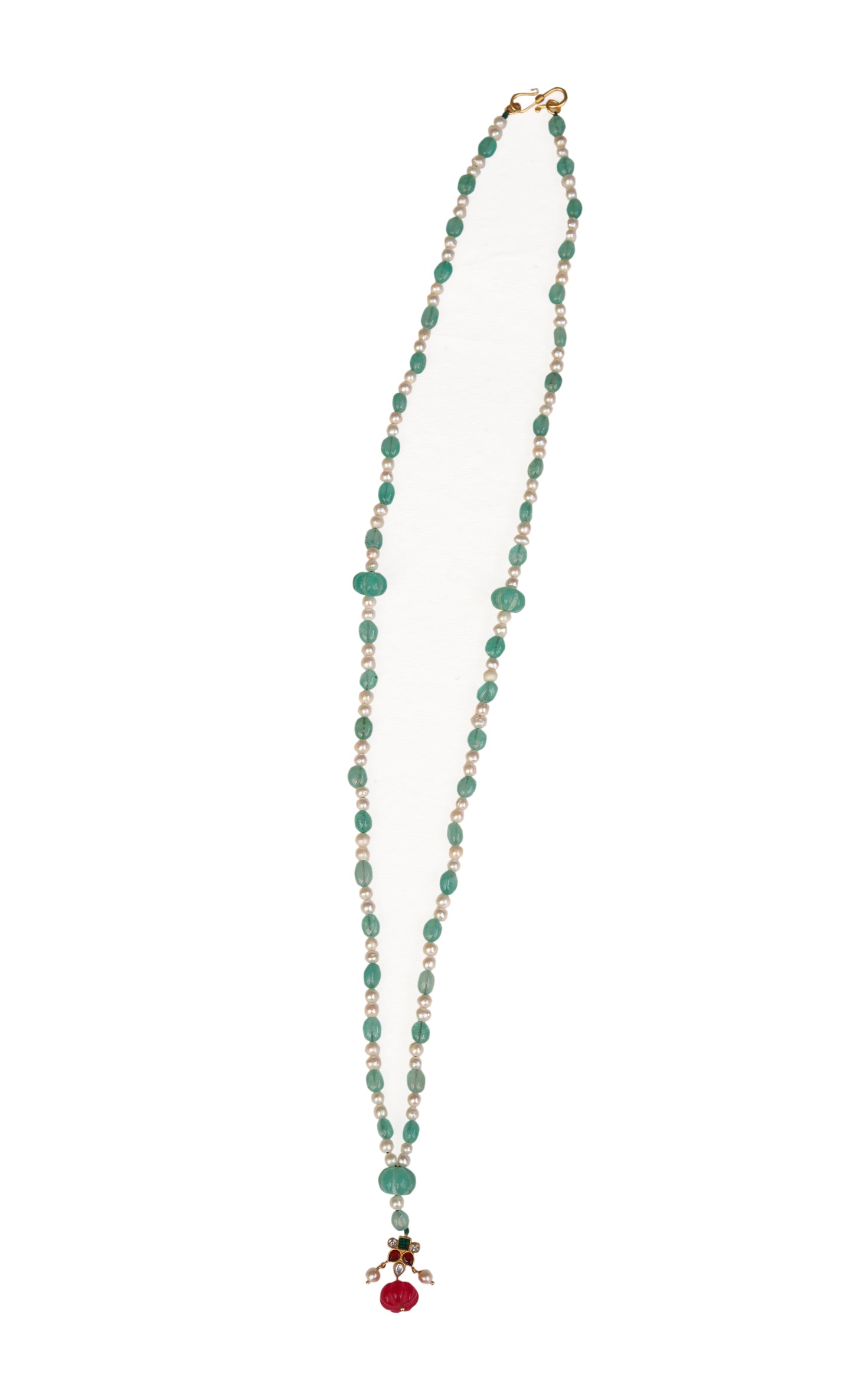 pendant sterling silver necklace coral green artisan bead detail