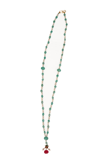 pendant sterling silver necklace coral green artisan bead detail