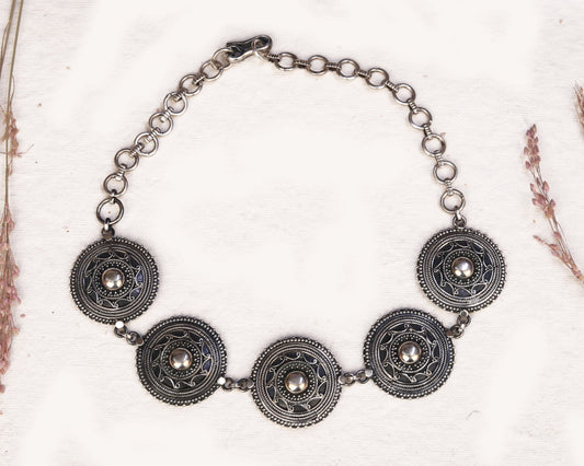 antique silver pendant necklace coinwork heritage detail