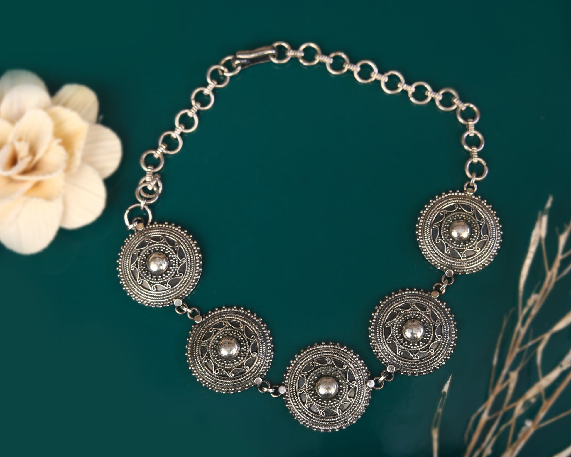 vintage sterling silver pendants artisan coinwork heritage chain