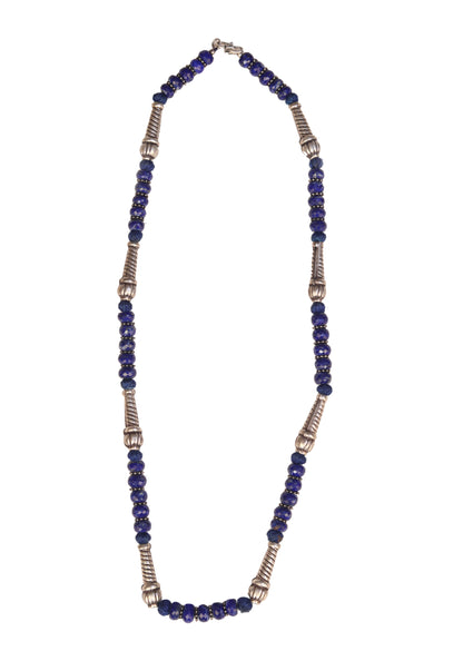 pendant sterling silver necklace sapphire blue stone detail