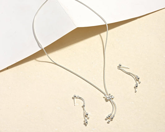 Puremoon 925 Silver Butterfly Necklace with Earrings Set for Women