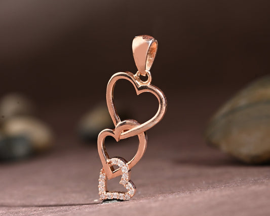 Puremoon Rose Gold Triple Heart Pendant  for Women