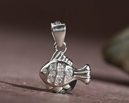PureMoon 925 Sterling Silver Fish Pendant Necklace