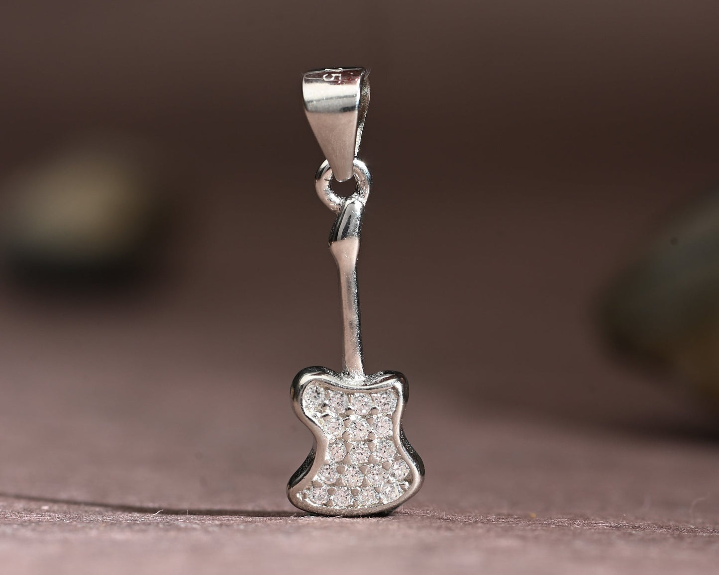 Puremoon 925 Sterling Silver Guitar Pendant Necklace for Women