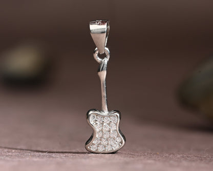 Puremoon 925 Sterling Silver Guitar Pendant Necklace for Women